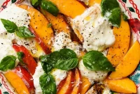 Peach and Burrata Caprese Salad with Balsamic Glaze