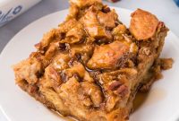 Creamy Pumpkin Bread Pudding with Spiced Caramel Sauce