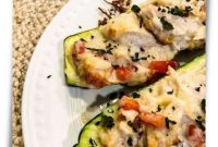 Chicken Alfredo Zucchini Boats with Tender Pulled Chicken