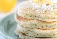 Fluffy Lemon Ricotta Pancakes with Honey & Blueberry Topping