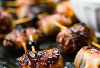 Bacon-Wrapped Stuffed Dates with Goat Cheese and Almonds