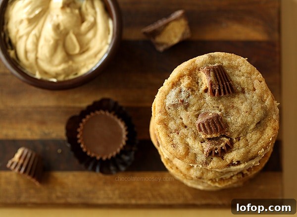 Peanut Butter Sandwich Cookies Recipe with Creamy Filling 4 Peanut Butter Cup Sandwich Cookies | www.chocolatemoosey.com
