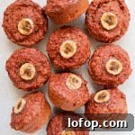 Top view of beetroot muffins.