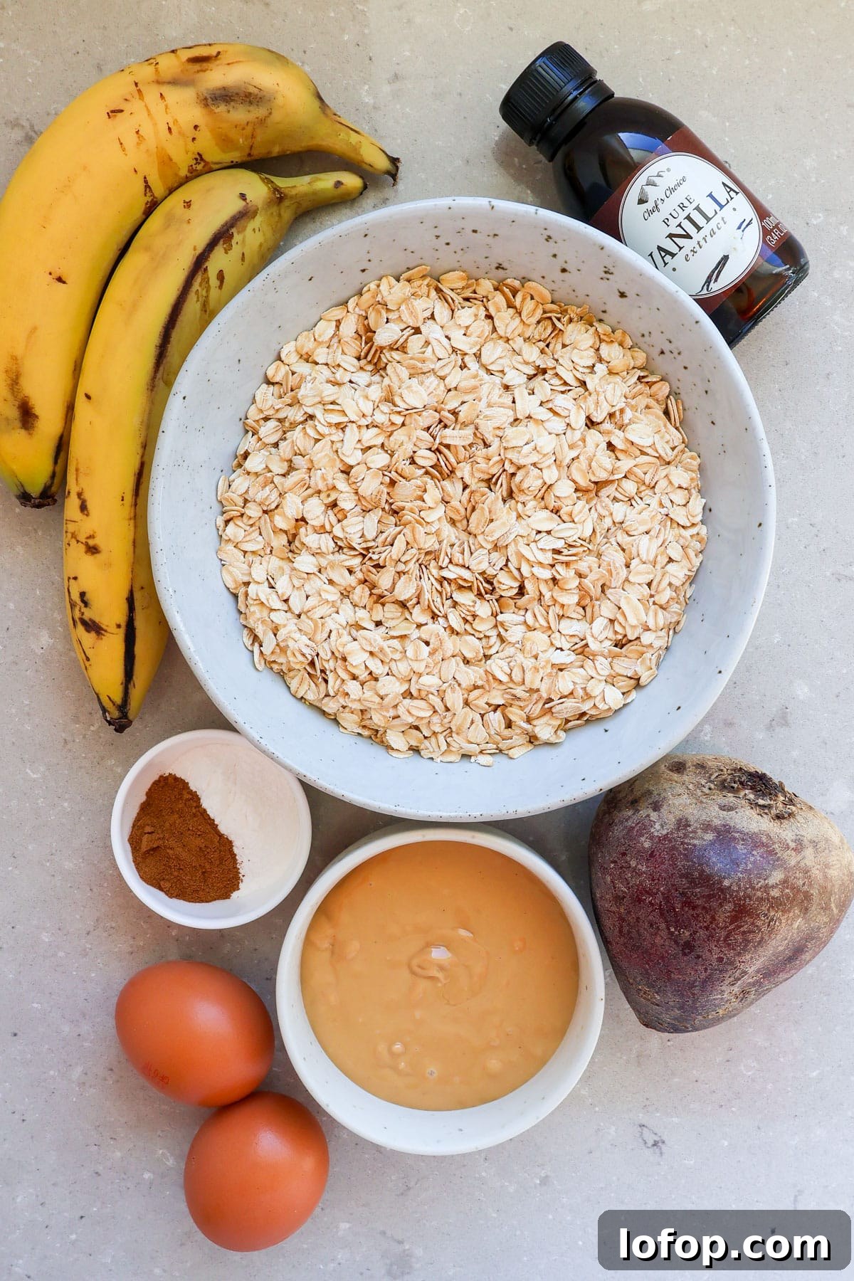 Ingredients shown to make the muffins.