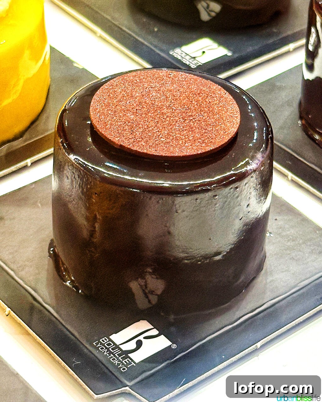 chocolate pastry at Les Halles food market in Lyon