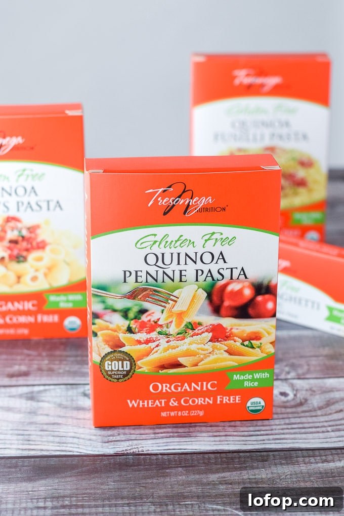 Three boxes of gluten free pasta ready to be made into gluten free pasta Norma
