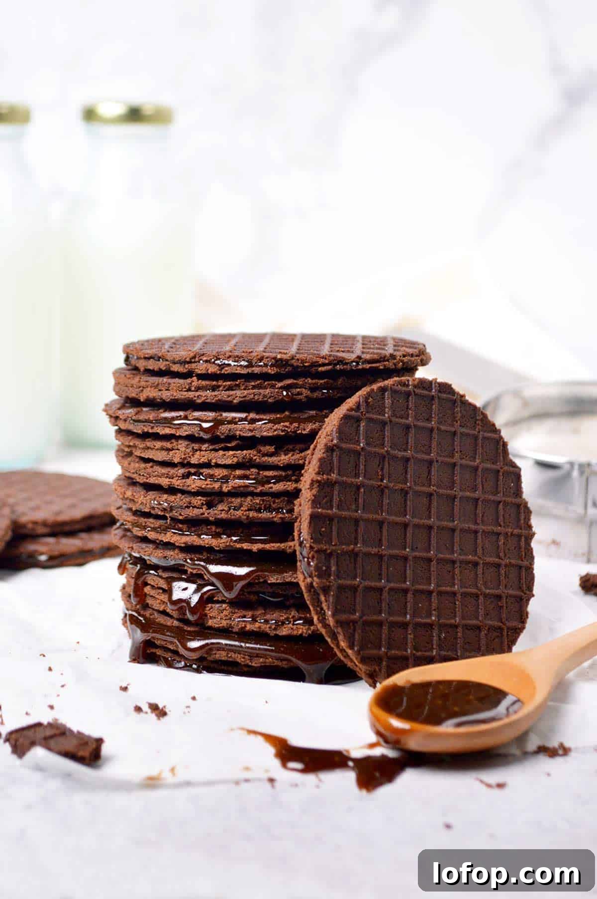 Chocolate Stroopwafels: Gooey Caramel-Filled Dutch Cookies 3 chocolate stroopwafels with caramel filling