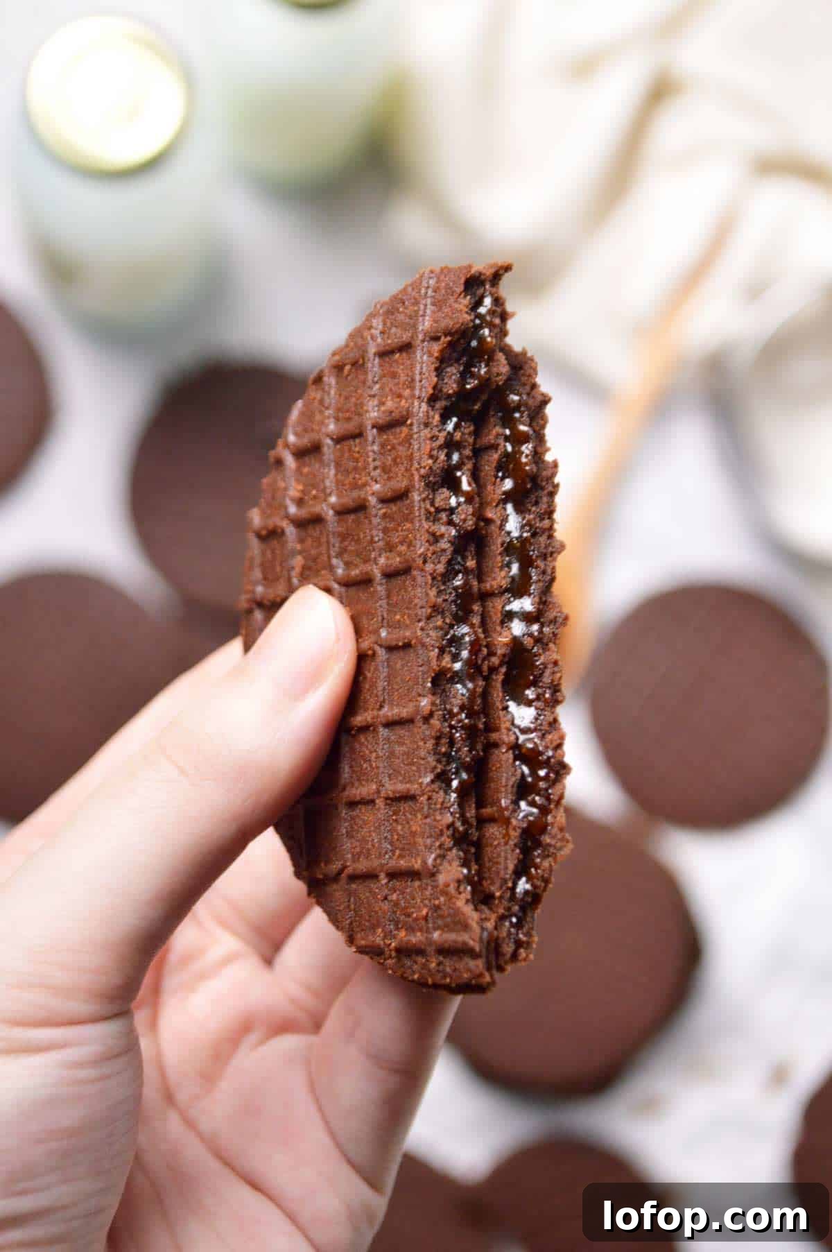 Chocolate Stroopwafels: Gooey Caramel-Filled Dutch Cookies 5 chocolate stroopwafels with caramel filling