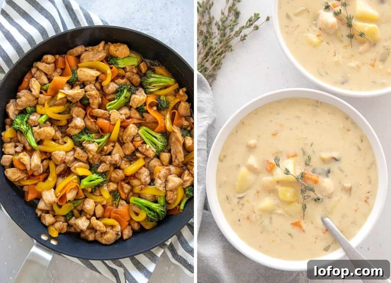 picture collage of savoury dishes using arrowroot as a gluten-free thickener 