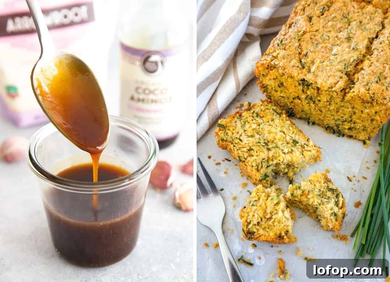 picture collage with savory gluten-free recipes made with arrowroot flour 