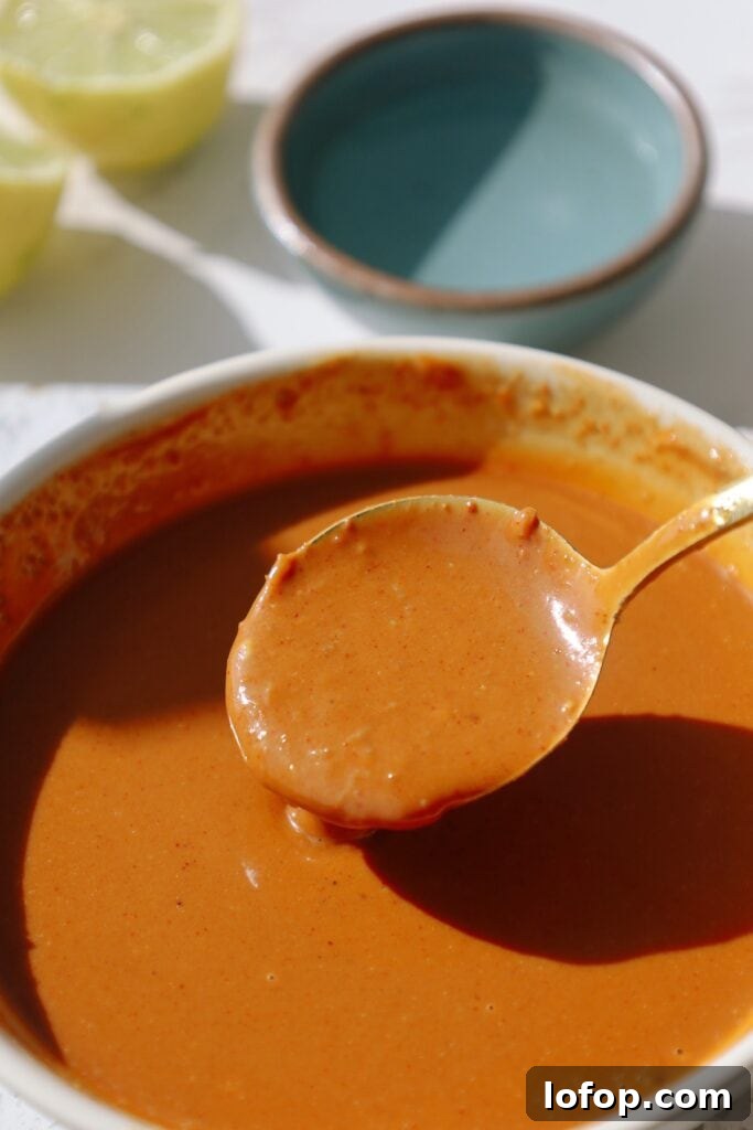 Authentic Spicy Thai Peanut Sauce Recipe for Noodles & Dipping 3 close up