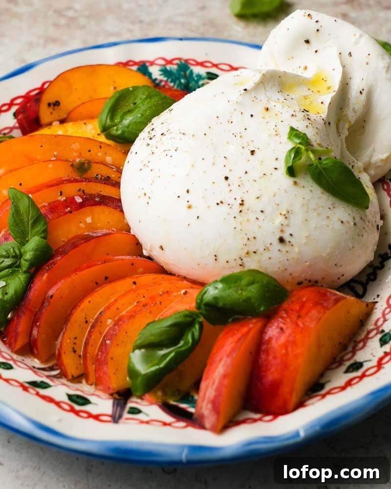 Peach and Burrata Caprese Salad with Balsamic Glaze 2 Peach and Burrata Caprese Salad