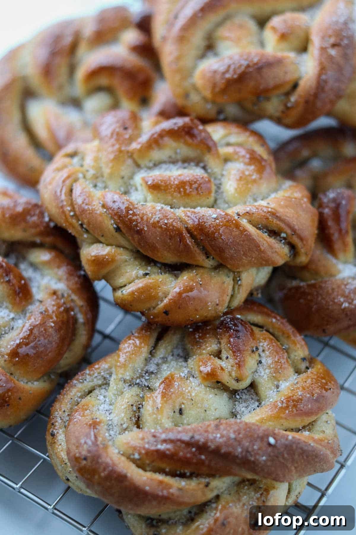 Swedish Cardamom Buns on a cooling rackl.