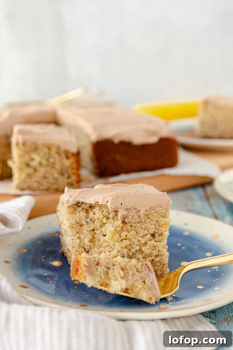 Moist Banana Snack Cake with Creamy Nutella Frosting 6 img 13466 12