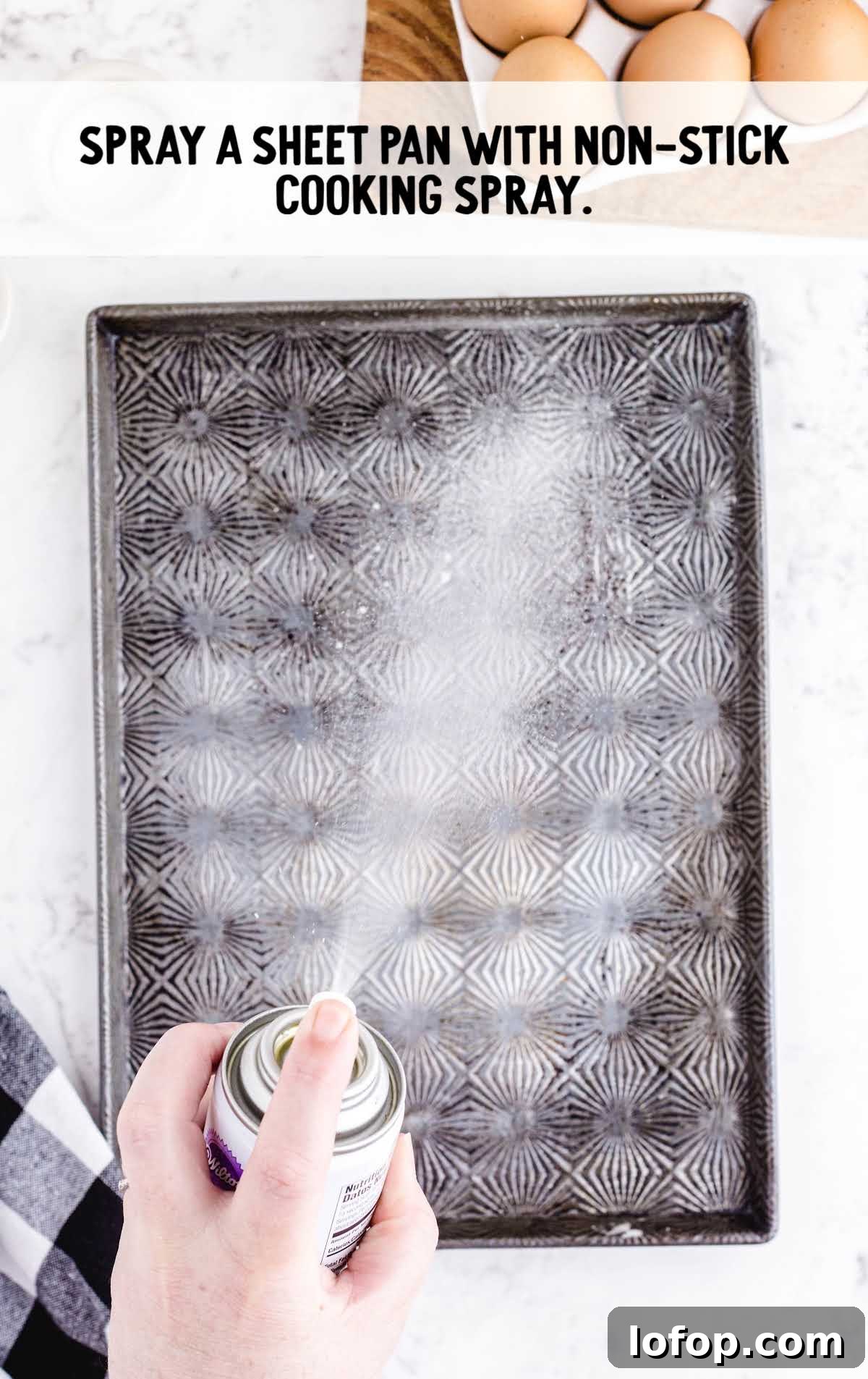 sheet pan sprayed with non-stick cooking spray