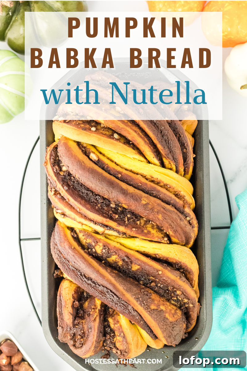 Top down view of a loaf of pumkin bread with swirls of chocolate - Hostess At Heart