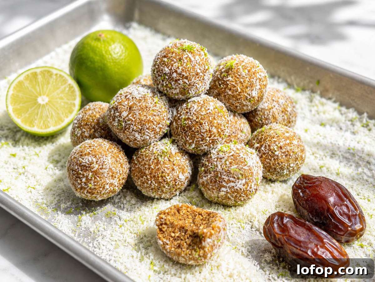 Step 3 Key lime pie energy balls rolled in coconut and chilled until firm.