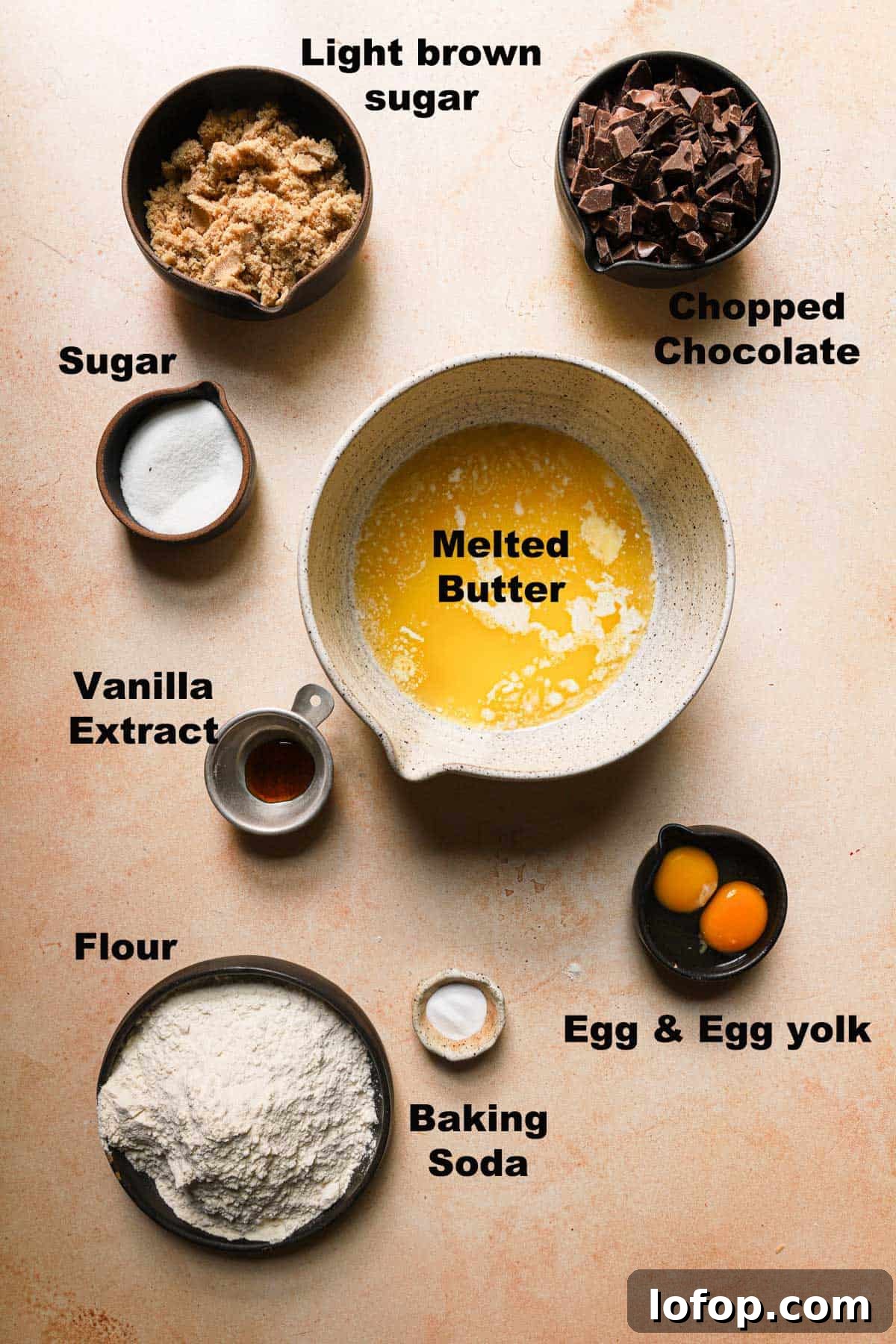 Ingredients to make chocolate chip cookies