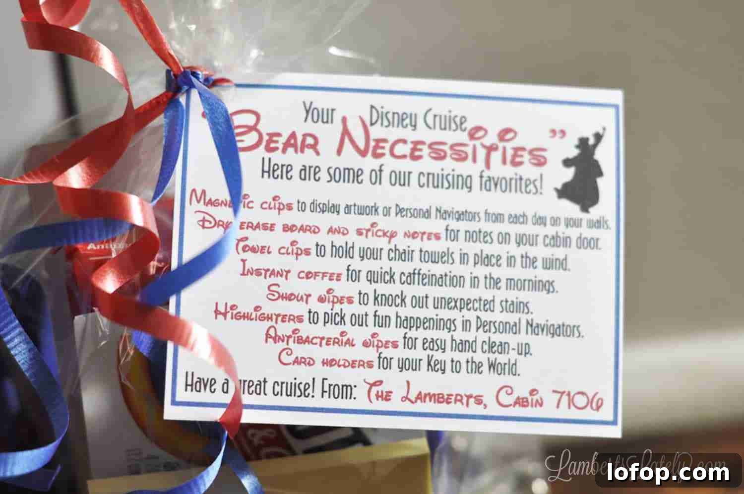 Disney Cruise Packing Checklist + Free Printable Guide 6 bare necessities tag for fish extender.