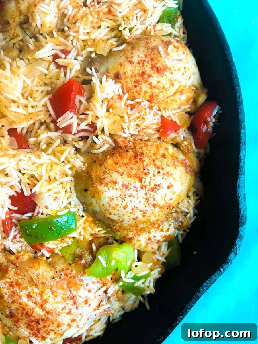 Smoked Paprika with Basmati rice in cast iron skillet