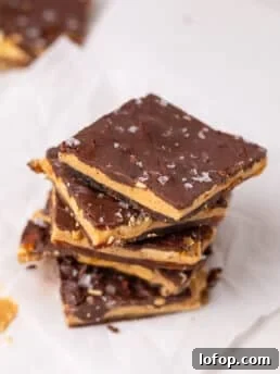 Stack of chocolate peanut butter date bark pieces showing layers of dates, peanut butter, peanuts, and chocolate