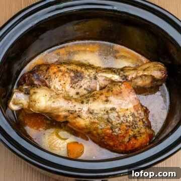 Slow Cooker Turkey Drumsticks in the slow cooker pot