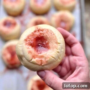 Close-up of a baked sourdough kolache with fruit jam center and cream cheese filling.