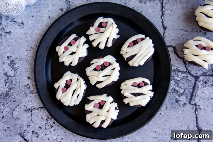 a platter of mummy cupcakes