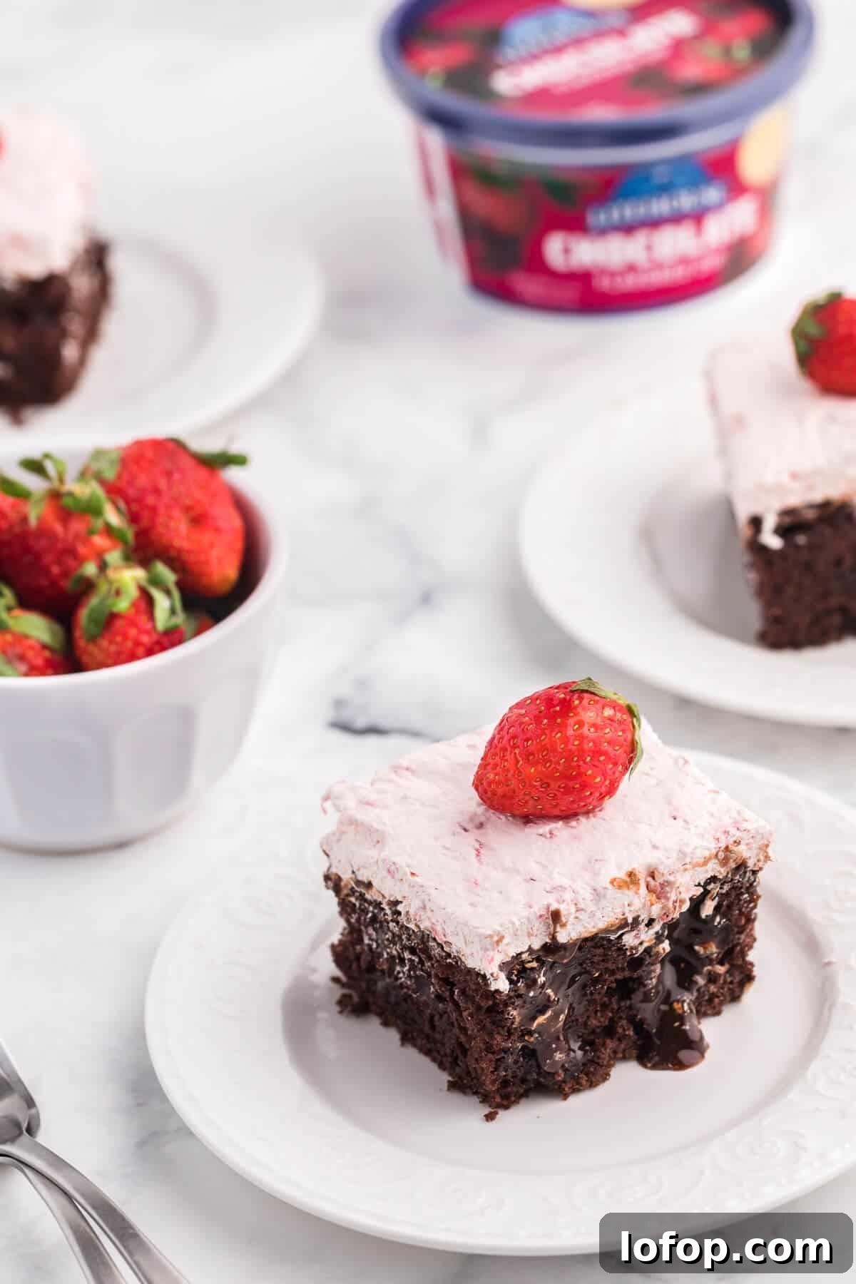 Strawberry and Chocolate Poke Cake