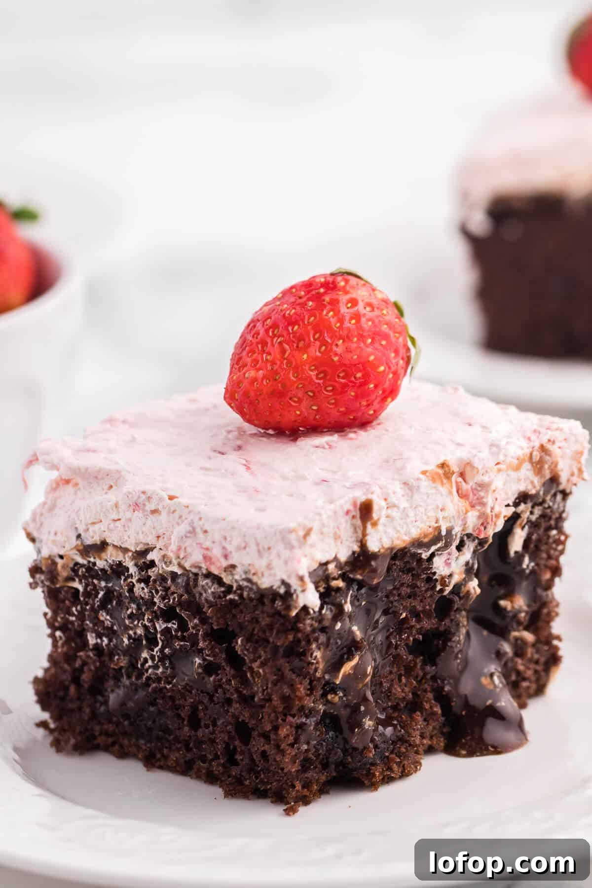 Strawberry and Chocolate Poke Cake