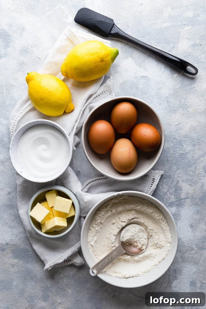 Classic French Fraisier Strawberry Cake Recipe 5 overhead shot of the ingredients for sponge cake