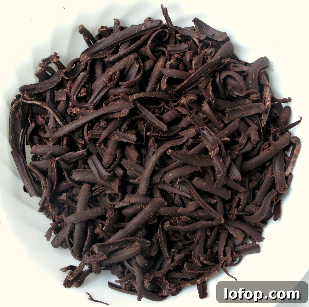 Shaved chocolate bits to be used in the cookies.