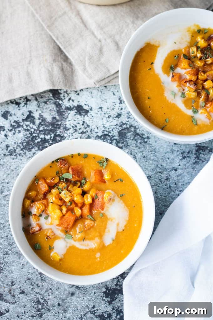 Butternut Squash Recipes for Fall: 15 Flavorful Ideas 12 Vegan butternut squash soup with corn