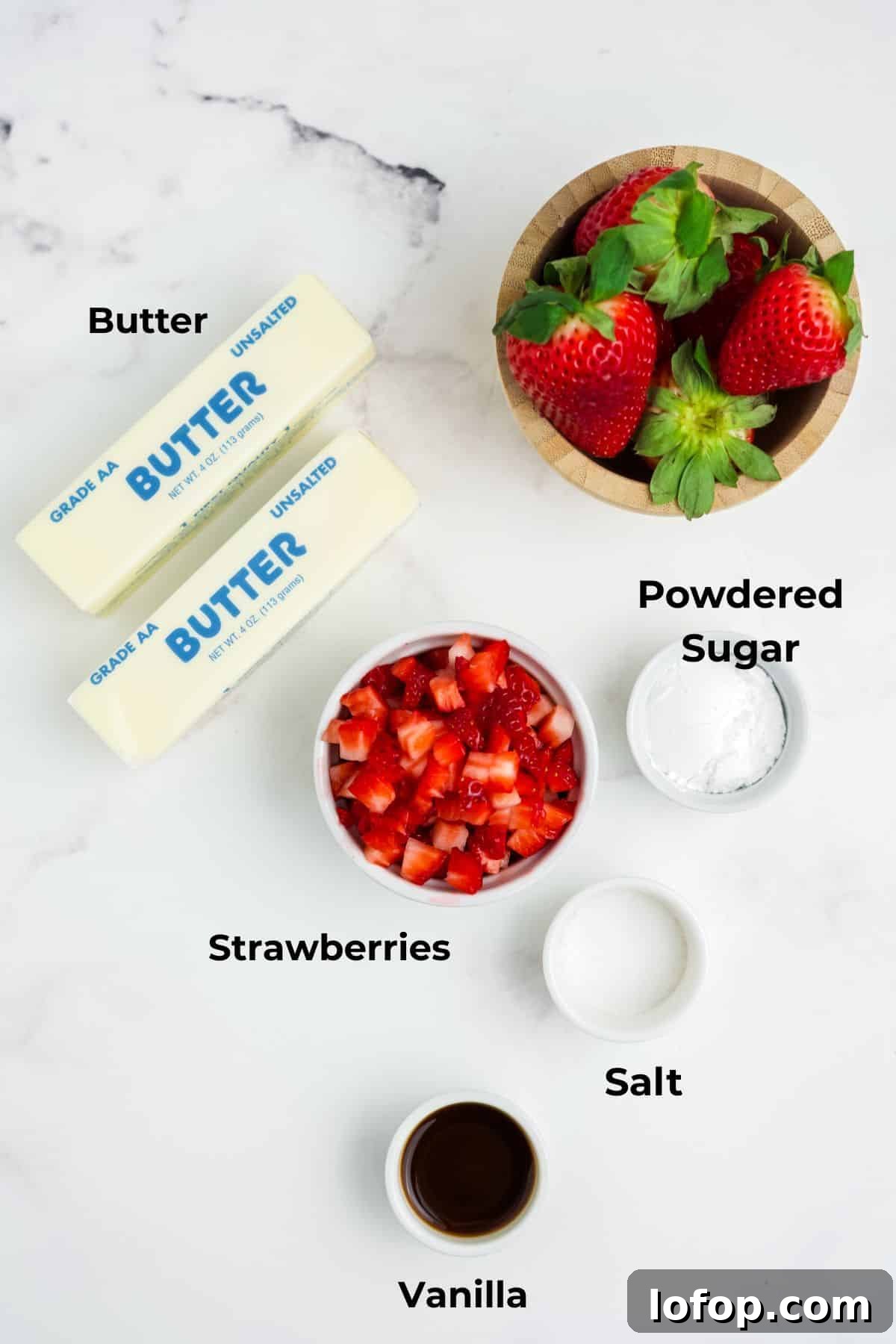 Homemade Strawberry Butter Recipe: Sweet Spread for Toasts and Baked Goods 3 Ingredients for making strawberry butter in bowls.