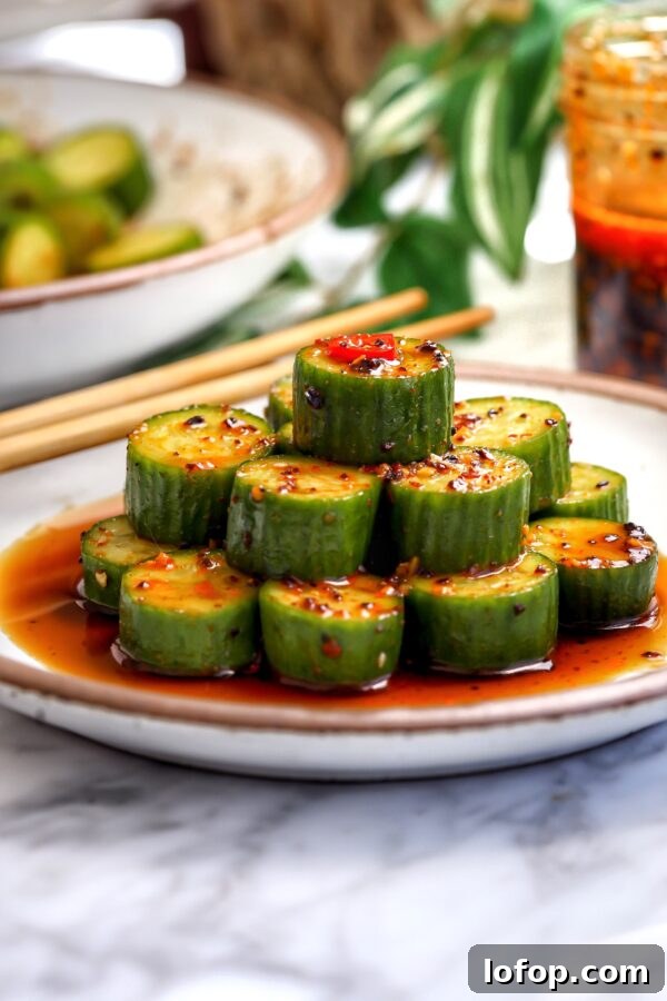 Miso-Marinated Black Cod Recipe for Tender, Flaky Fish 5 Marinated cucumber salad with soy, sesame oil, garlic, and chili, stacked and spooned with marinade