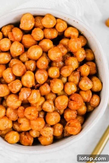 Small bowl filled with roasted chickpeas.