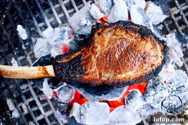 Caveman Veal Chop on Coals