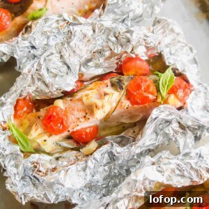 Cherry Tomato, Garlic, and Basil Baked Salmon in Foil | Perchance to Cook