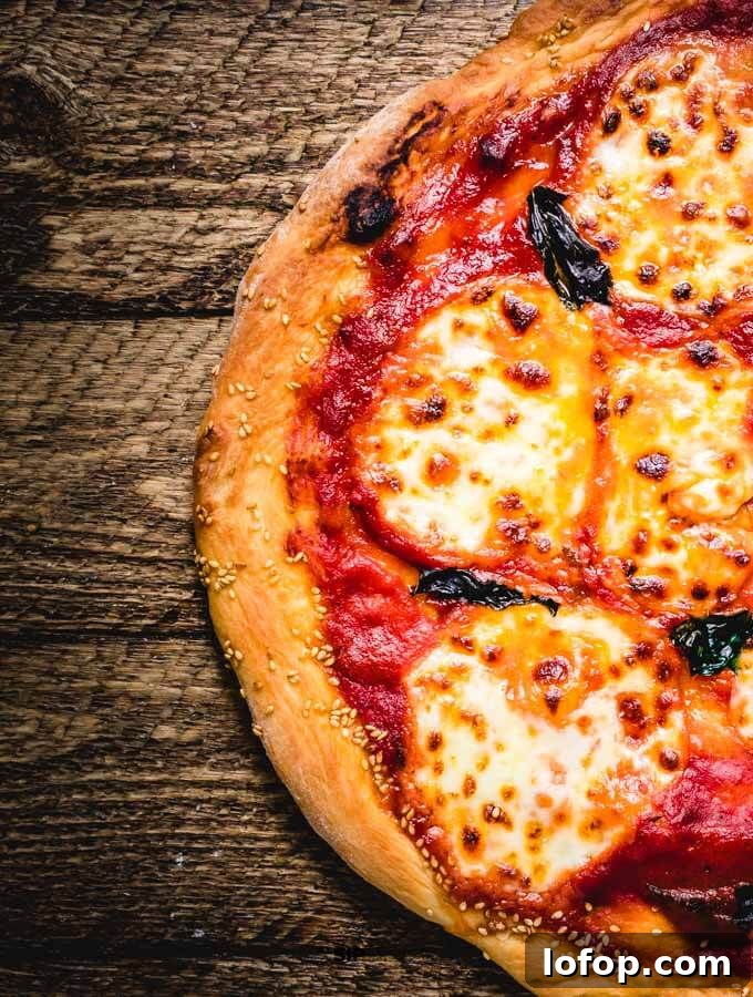 Close up of the Margherita pizza made with store bought pizza dough.