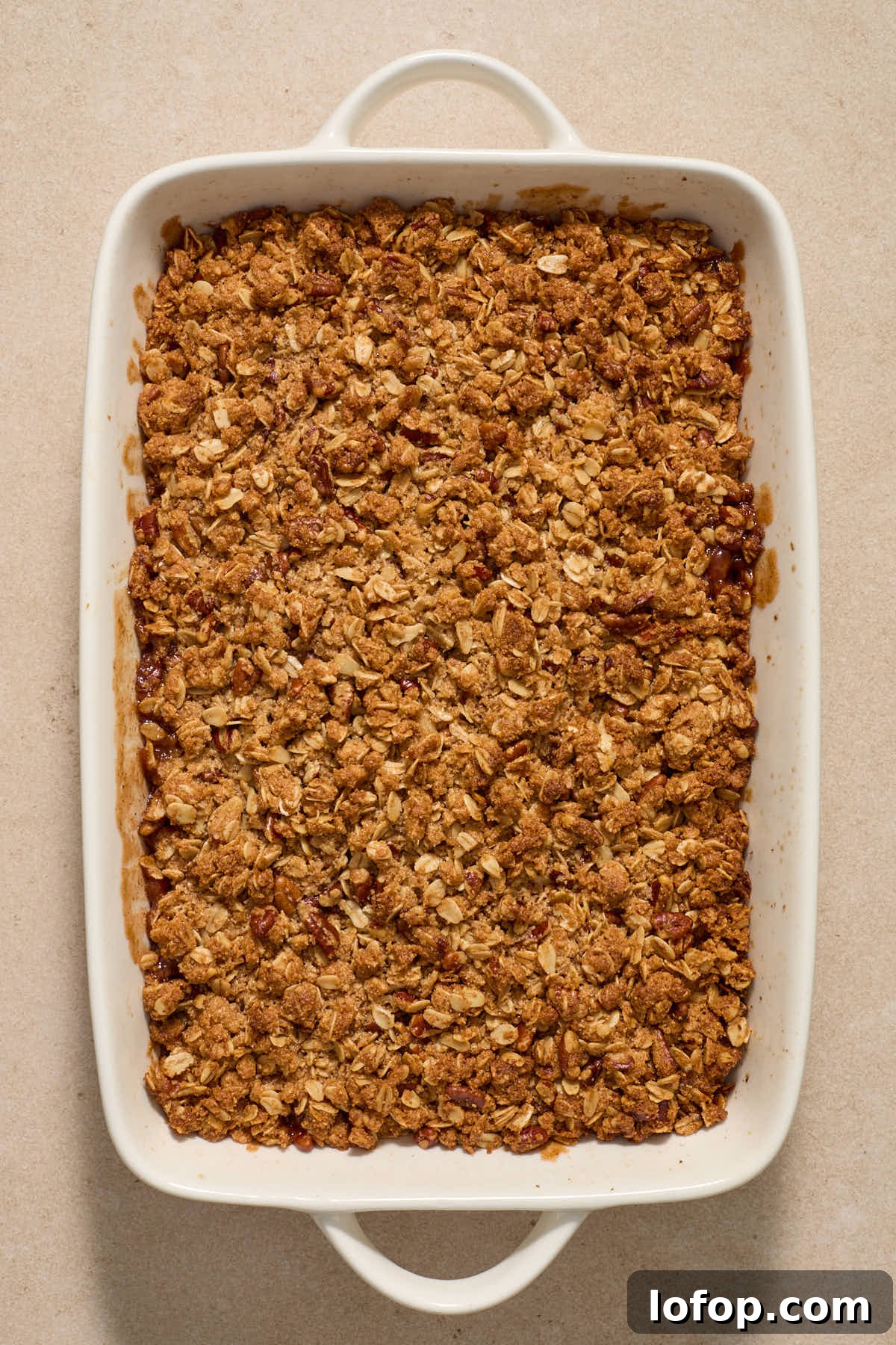 Baked crisp cooling in dish.