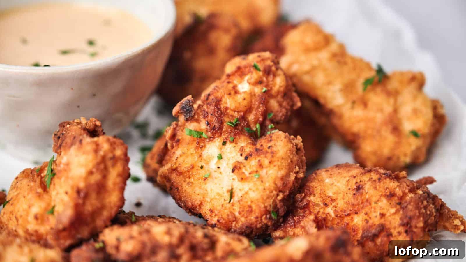 31 Budget-Friendly Winter Meals to Stretch One Grocery Trip Into a Week 26 Golden fried chicken pieces with a side of dipping sauce.