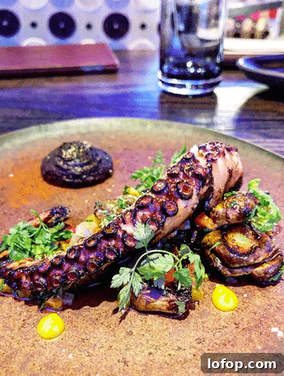 a plate of octopus at a restaurant