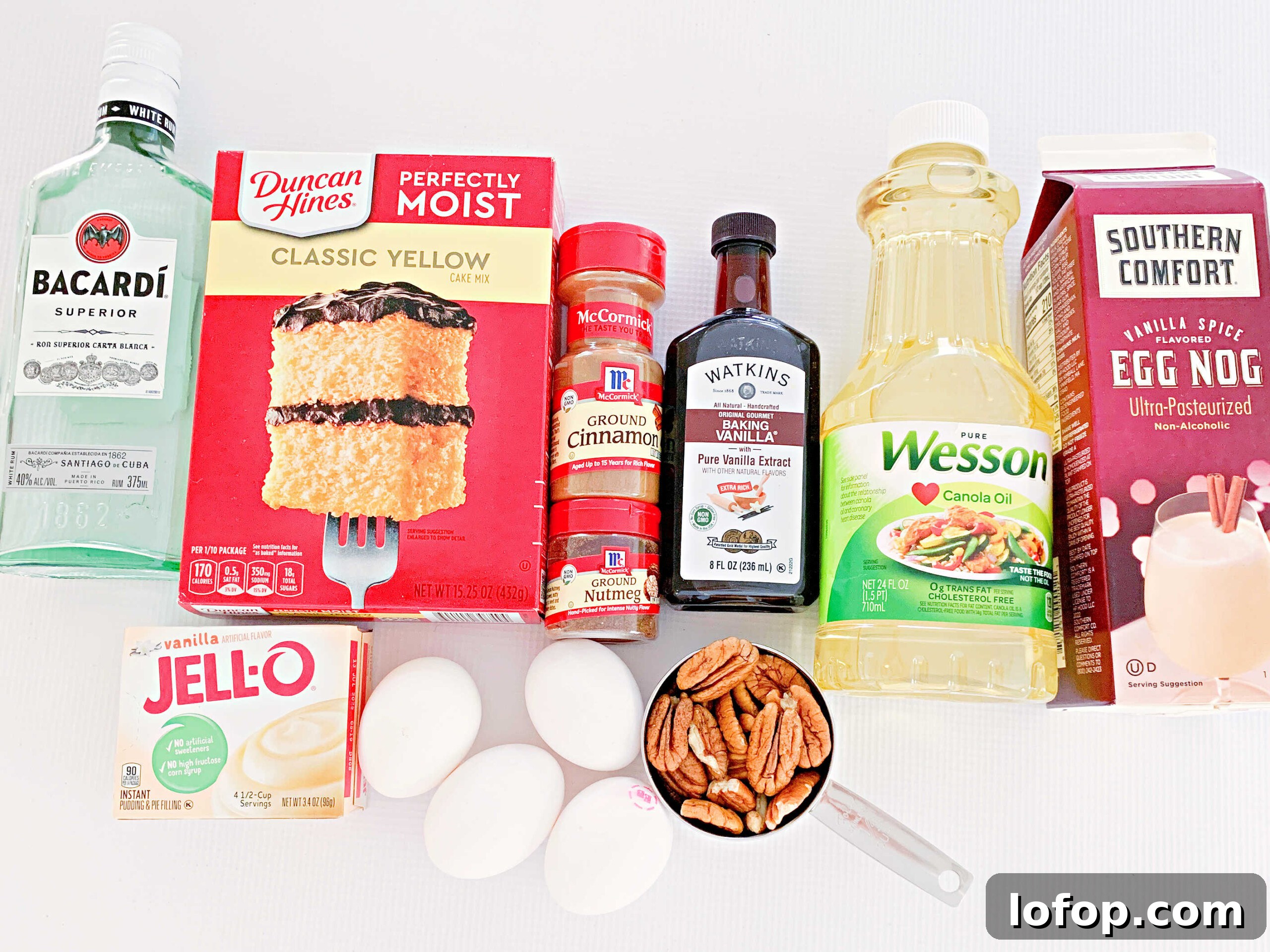 Ingredients for Eggnog Rum Cake.
