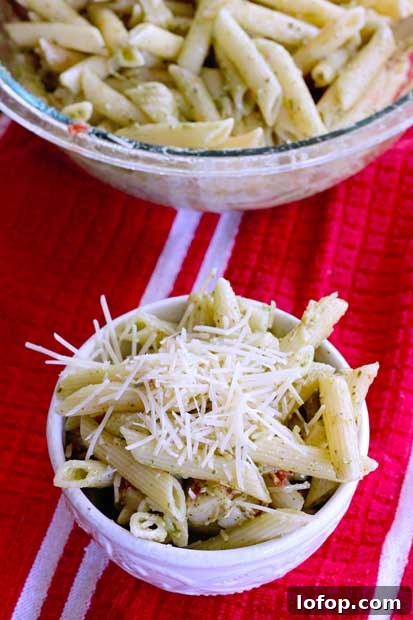 Creamy Pesto Pasta Salad Made with Store-Bought Pesto 2 creamy pesto pasta salad with mozzarella and with store bought pesto