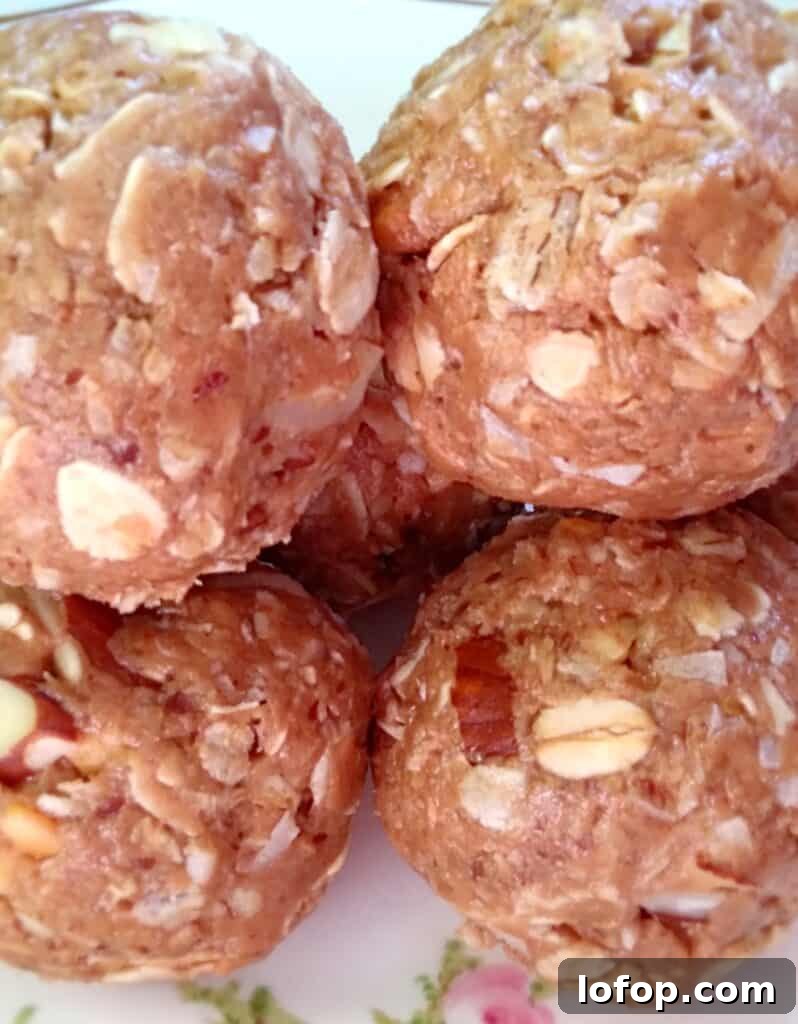a stack of yummy Amish homemade protein balls.