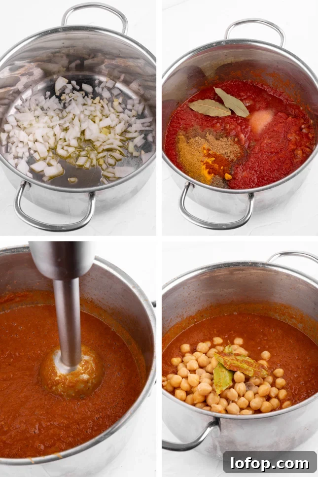 Authentic Vegan Chana Masala Recipe for Flavorful Chickpea Curry 4 Step-by-step photos of how to make this recipe