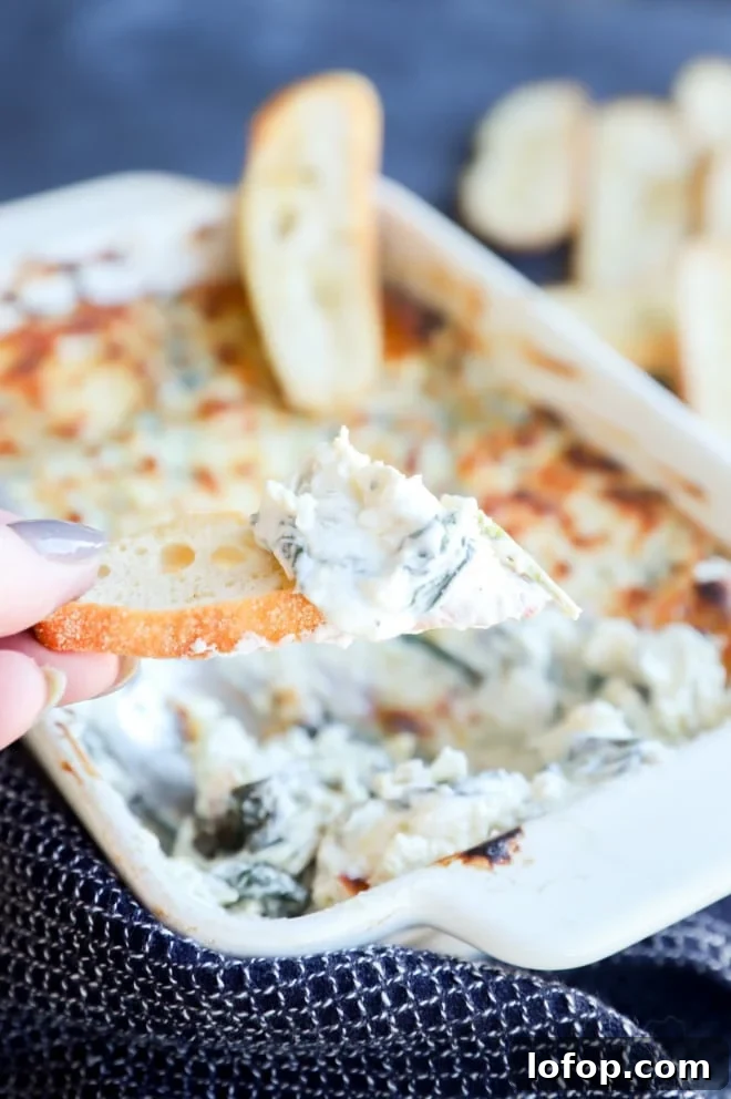 Spinach artichoke goat cheese dip on bread