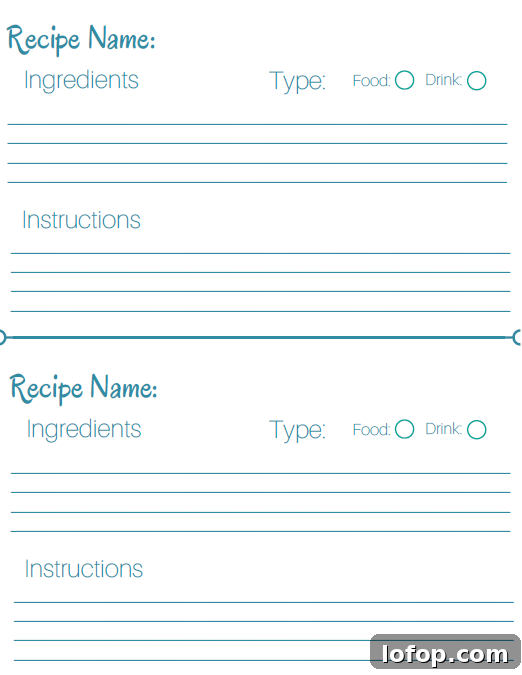 Recipe Card Free Printable