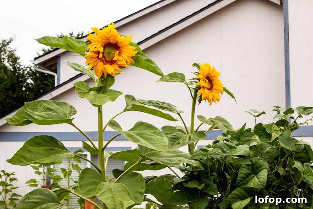 Gigantic Sunflowers in my backyard garden.