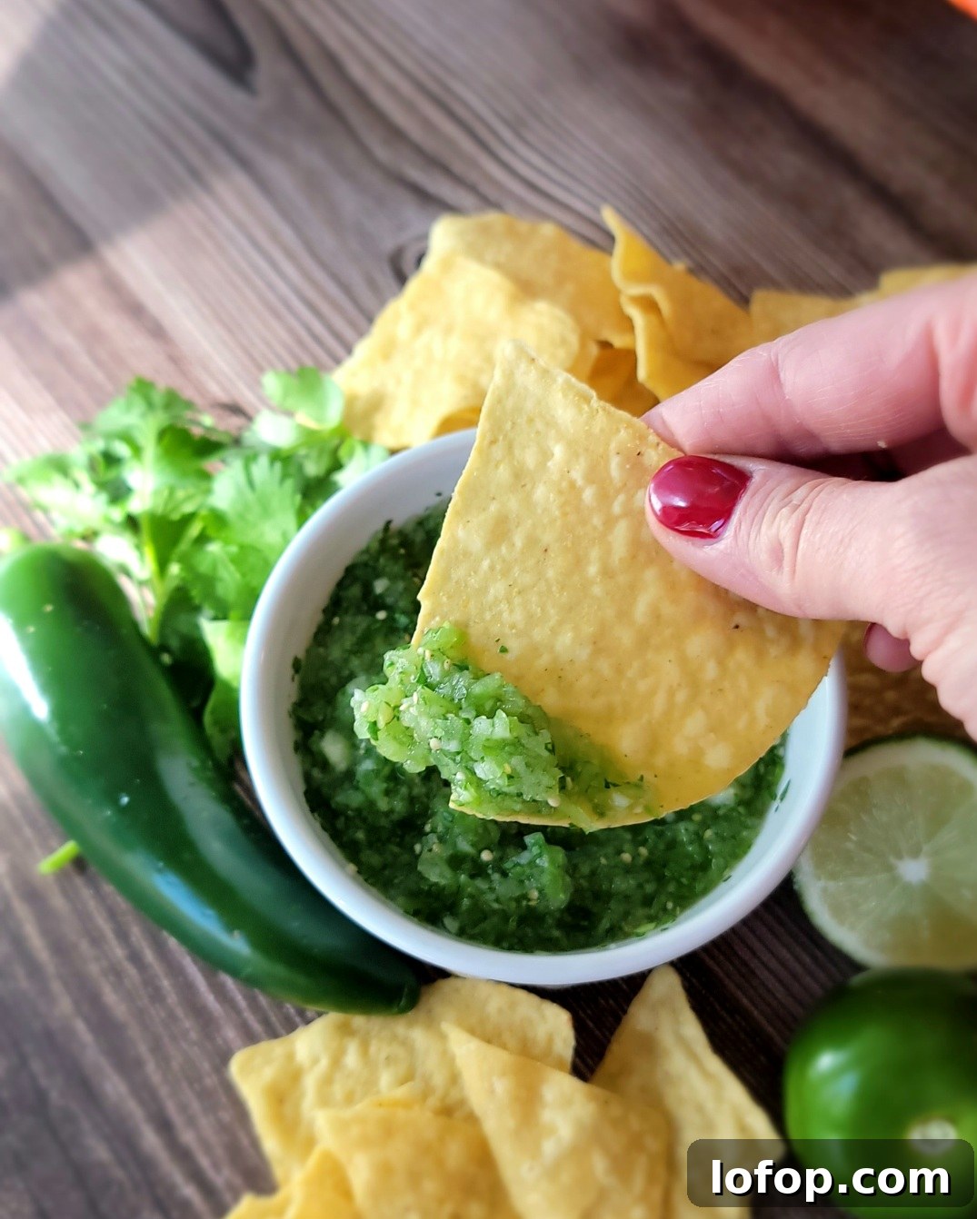 Close up of salsa verde